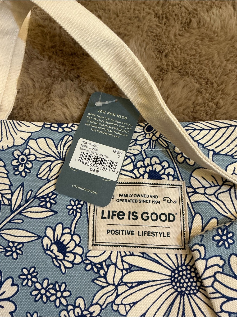 NWT Life Is Good A Oversized Tote Sunshine Floral Bag & Matching Pouch Set - Picture 3 of 3